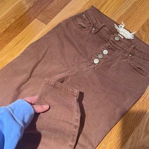 High waisted brown wash jean